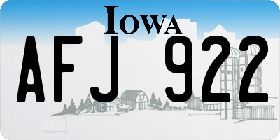 IA license plate AFJ922