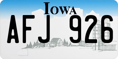IA license plate AFJ926