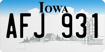 IA license plate AFJ931