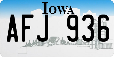 IA license plate AFJ936