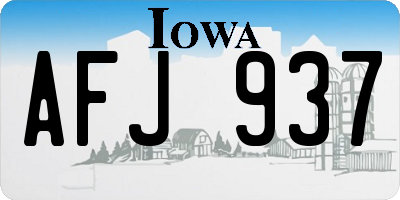 IA license plate AFJ937