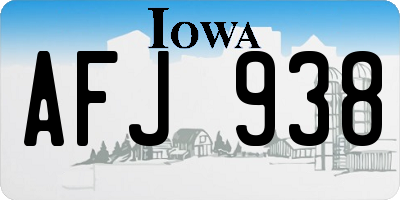 IA license plate AFJ938