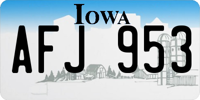 IA license plate AFJ953