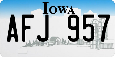 IA license plate AFJ957