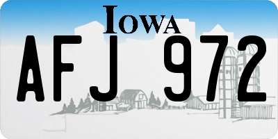 IA license plate AFJ972