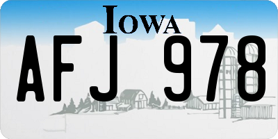 IA license plate AFJ978