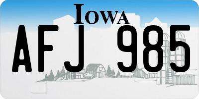 IA license plate AFJ985