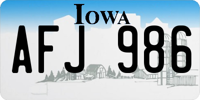 IA license plate AFJ986