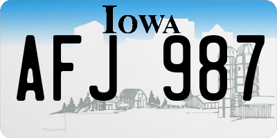 IA license plate AFJ987