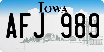 IA license plate AFJ989