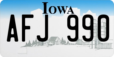 IA license plate AFJ990
