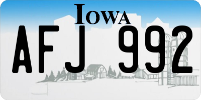 IA license plate AFJ992