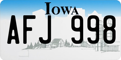 IA license plate AFJ998
