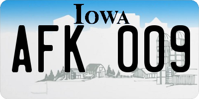 IA license plate AFK009