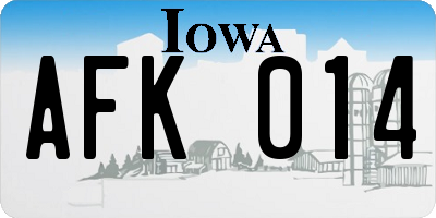 IA license plate AFK014