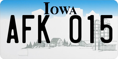 IA license plate AFK015
