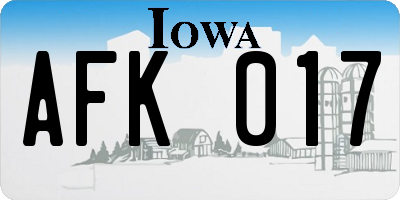 IA license plate AFK017