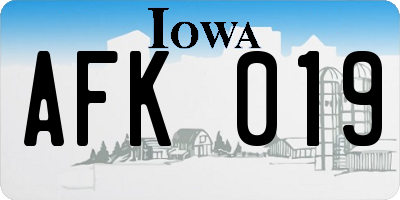 IA license plate AFK019