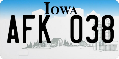 IA license plate AFK038