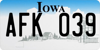 IA license plate AFK039