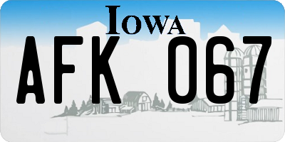 IA license plate AFK067
