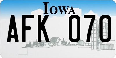 IA license plate AFK070