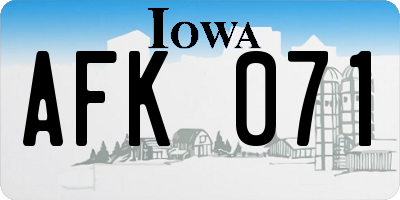 IA license plate AFK071