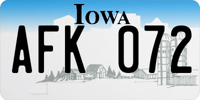IA license plate AFK072