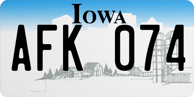 IA license plate AFK074