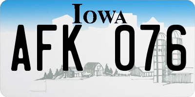 IA license plate AFK076