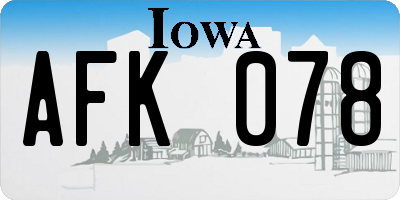 IA license plate AFK078