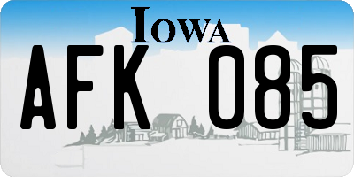 IA license plate AFK085
