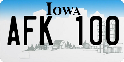 IA license plate AFK100