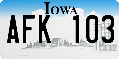 IA license plate AFK103