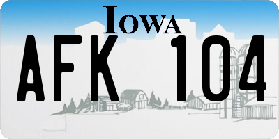 IA license plate AFK104
