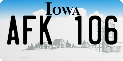 IA license plate AFK106