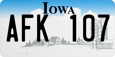 IA license plate AFK107
