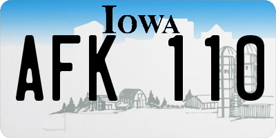 IA license plate AFK110