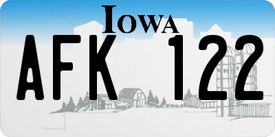 IA license plate AFK122
