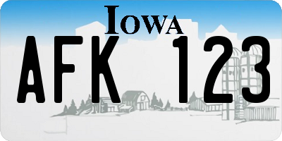 IA license plate AFK123