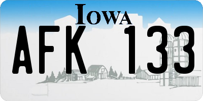 IA license plate AFK133