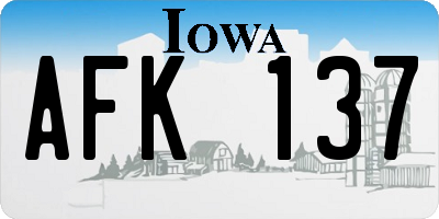 IA license plate AFK137