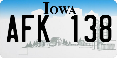 IA license plate AFK138