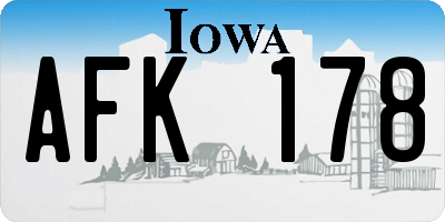 IA license plate AFK178