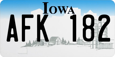 IA license plate AFK182