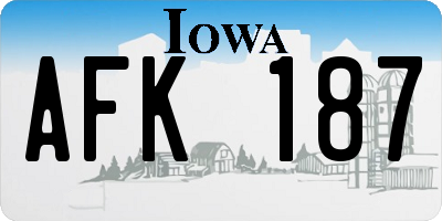 IA license plate AFK187