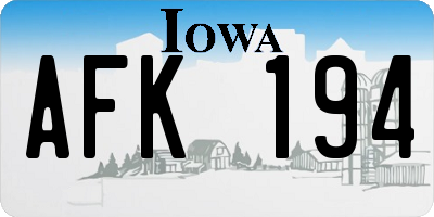 IA license plate AFK194