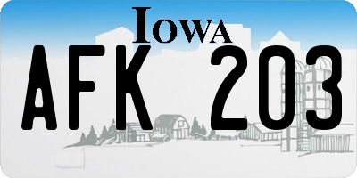 IA license plate AFK203