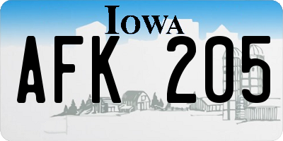 IA license plate AFK205