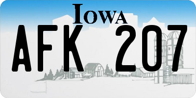 IA license plate AFK207